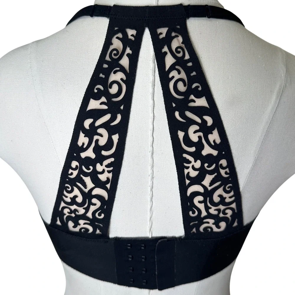 Victoria's Secret Wireless Bra Womens 34B Black Laser Cut Plunge Racerback